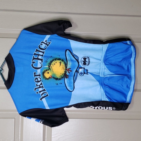 World Jerseys Biker chick bicycle zip short slave top size medium - Picture 5 of 7